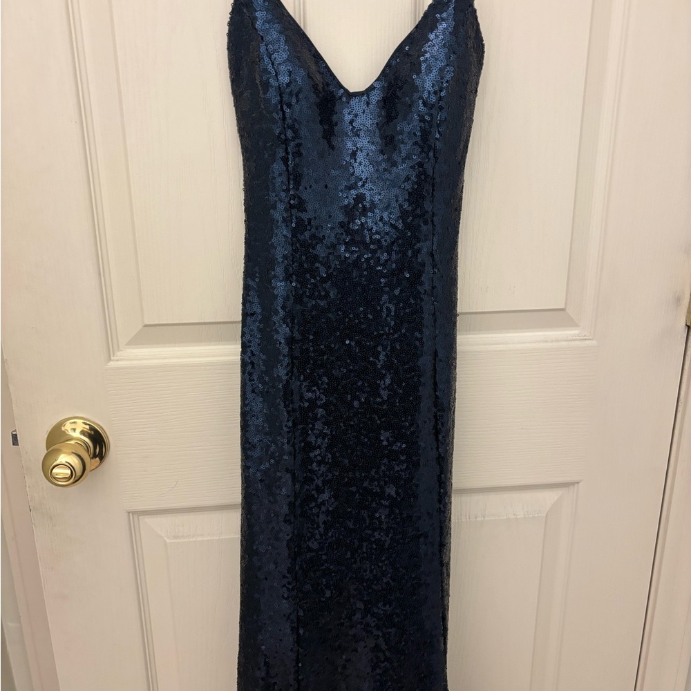 B Darlin Navy Sequin Backless Dress